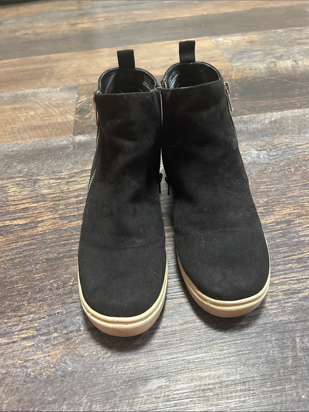 Madden Girl Black Suede Ankle Wedge with Cream Sole